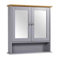 Double Door Mirror Cabinet - Grey