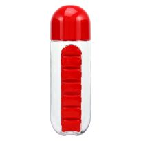 Bottle With Built In 7 Day Pill Organiser - Red