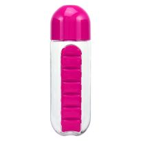 Bottle With Built In 7 Day Pill Organiser - Pink