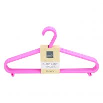 10 Pack Adult Plastic Hangers - Pink