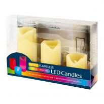 Set Of 3 Flameless Candles - Colour  Changing Led