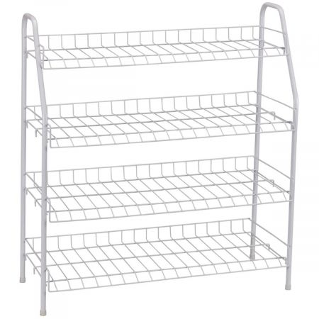 4 Tier Wire Shoe Rack White