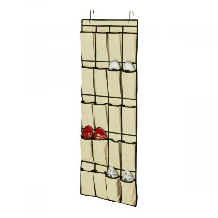 20 Pocket Over Door Shoe Rack Beige