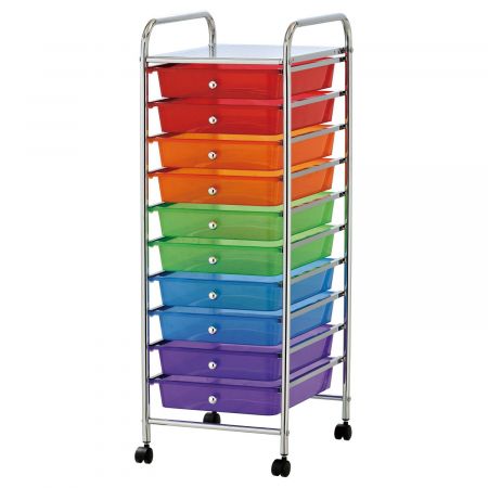 10 Drawer Storage Trolley Multi Colour